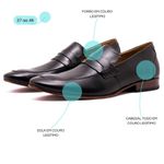 Sapato Social Masculino Loafer Couro Sola Couro Preto