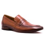 Sapato Social Masculino Loafer Couro Sola Couro Caramelo