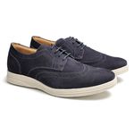 Sapato Social Masculino Oxford Couro Marinho Azul