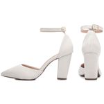 Sapato Scarpin Salto Quadrado Off White