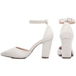 Sapato Scarpin Salto Quadrado Off White