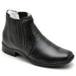 Botina Casual Conforto Couro Preto 1601