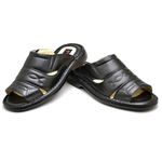 Chinelo Masculino Conforto Couro Preto 2600