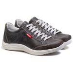 Sapatênis Casual Conforto Couro Cinza 3001