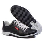 Sapatênis Casual Conforto Couro Preto 3016