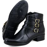 Bota Casual Feminina Cano Curto Couro Comfort Preto