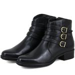 Bota Casual Feminina Cano Curto Couro Comfort Preto