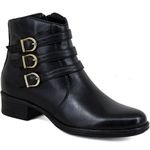 Bota Casual Feminina Cano Curto Couro Comfort Preto