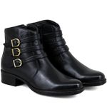 Bota Casual Feminina Cano Curto Couro Comfort Preto