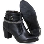 Bota Casual Feminina Cano Curto Couro Comfort Preto