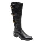 Bota Montaria Feminina Cano Longo Couro Comfort Preto