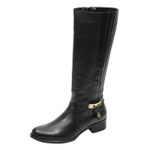 Bota Montaria Feminina Cano Longo Couro Comfort Preto