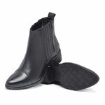 Bota Feminina Chelsea Elástico Lateral Couro Preto