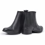 Bota Feminina Chelsea Elástico Lateral Couro Preto