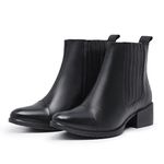 Bota Feminina Chelsea Elástico Lateral Couro Preto