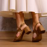 Sandália Sandália Salto Bloco Capuccino