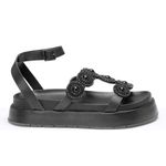Sandália Grega Flatform Feminina Pedraria - Preto
