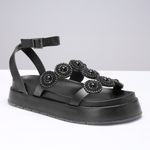 Sandália Grega Flatform Feminina Pedraria - Preto