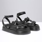 Sandália Grega Flatform Feminina Pedraria - Preto