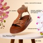 Sandália Feminina Plataforma Flatform Taxas - Caramelo