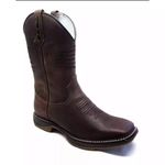 BOTA TEXANA MASCULINA BORDADA BANDEIRA SOLA JUMP COR CAFE 