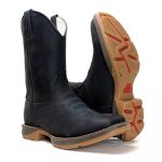 BOTA TEXANA MASCULINA SOLA JUMP COURO PRETO