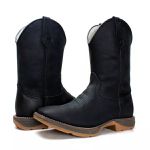 BOTA TEXANA MASCULINA SOLA JUMP COURO PRETO