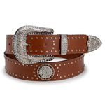 Cinto Feminino Em Couro Legitimo Em Argola 100% Metal E Strass