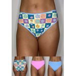 Kit 3 Calcinhas Frelith Floral Azul e Rosa - ESTAMPADA