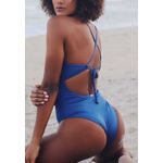 Maiô Frelith Decote V Liso em Microfibra Trilobal Beach - AZUL MARINHO