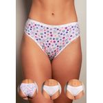 Kit 3 Calcinhas Frelith Floral, Confete e Branco - ESTAMPADA