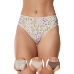 Kit 3 Calcinhas Frelith Mix Flores Base e Castanho - ESTAMPADA