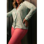 Pijama Inverno Frelith Flores e Poá com Botões e Filete - ESTAMPADA