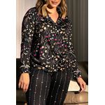 Pijama Inverno Frelith Mix Floral com Botões e Filete - ESTAMPADA