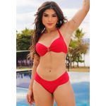Tanga Biquini Frelith Lisa Franzida Atrás em Microfibra - VERMELHO