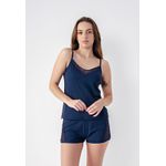 Pijama Verão Naomi Frelith com detalhe de renda - MARINHO