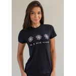 T-Shirt Frelith com Silk Be a Nice Human em Viscolycra. - PRETO