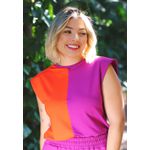Blusa Muscle Tee Bicolor Roxa e Laranja em Moletinho - DIVERSOS