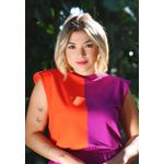 Blusa Muscle Tee Bicolor Roxa e Laranja em Moletinho - DIVERSOS