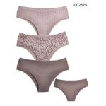 Kit 3 Calcinhas Onça Coração Castanho em Microfibra Leve - ESTAMPADA