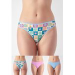 Kit 3 Calcinhas Frelith Floral Azul e Rosa - ESTAMPADA