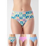 Kit 3 Calcinhas Frelith Floral Azul e Rosa - ESTAMPADA