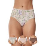 Kit 3 Calcinhas Frelith Mix Flores Base e Castanho - ESTAMPADA