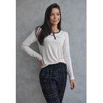 Pijama Inverno Frelith Liso e Xadrez Preto em Viscolycra. - ESTAMPADA