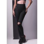 Calça Fitness Frelith Lisa com Abertura nos Joelhos em Microfibra - PRETO