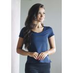 Blusa Fitness Frelith em Microfibra Trabalhada - AZUL MARINHO