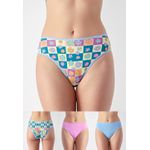 Kit 3 Calcinhas Frelith Floral Azul e Rosa - ESTAMPADA