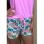 Pijama Verão Frelith Rosa com Floral - ESTAMPADO