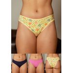 KIT COM 3 CALCINHAS FLORAL POÁ, MARINHO E ROSA - ESTAMPADA