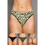 Kit 3 Fios Frelith Poá Onça Neon e Preto - ESTAMPADA